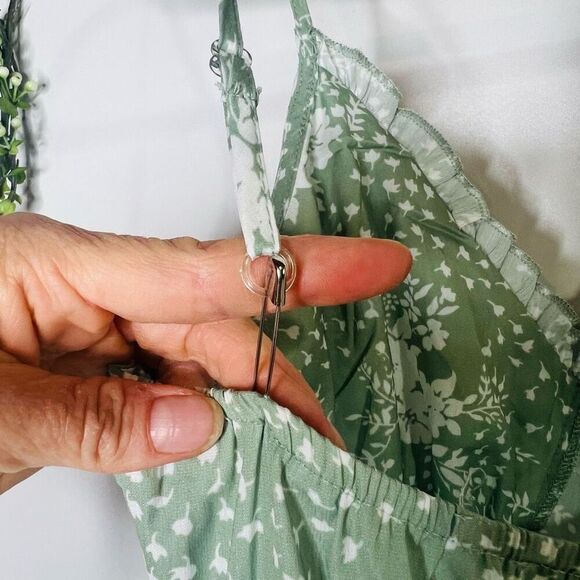 Light Green Cream Floral Tiered Maxi Dress - Picture 6 of 11